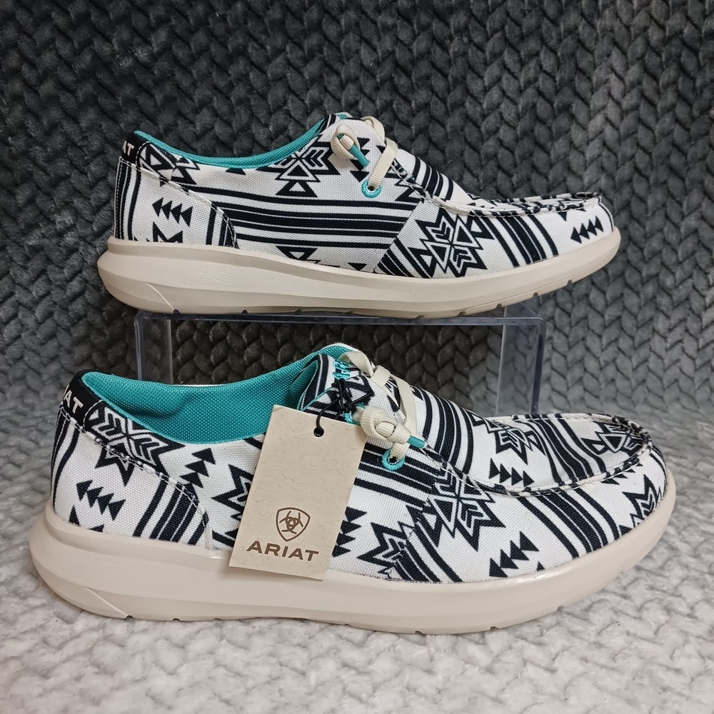 Ariat Hilo Stark Southwest Womens Sneakers Shoes Aztec Print Black White Sz 9.5B